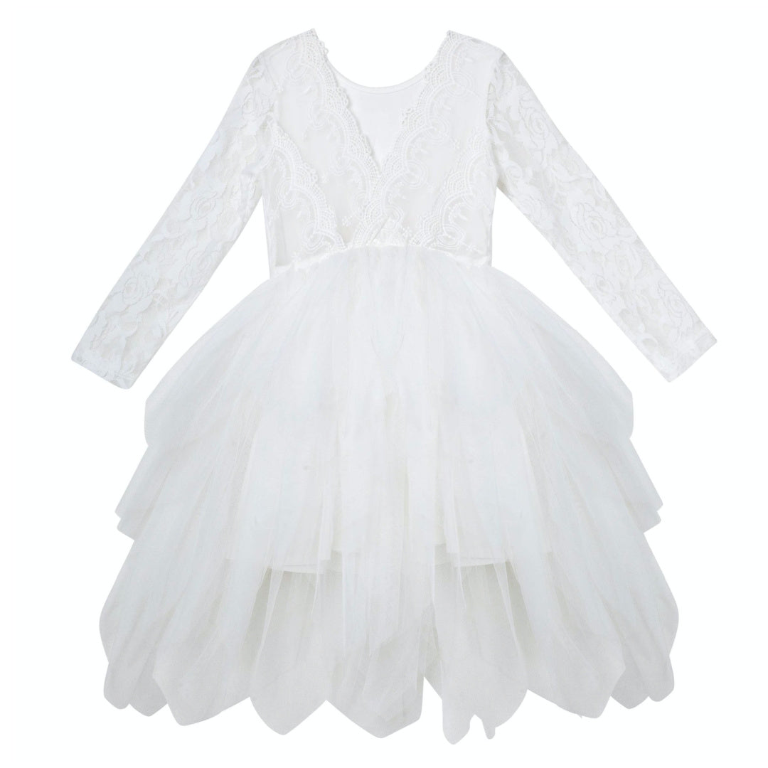 DESIGNER KIDZ SOPHIE L/S LACE BODICE TUTU DRESS - IVORY