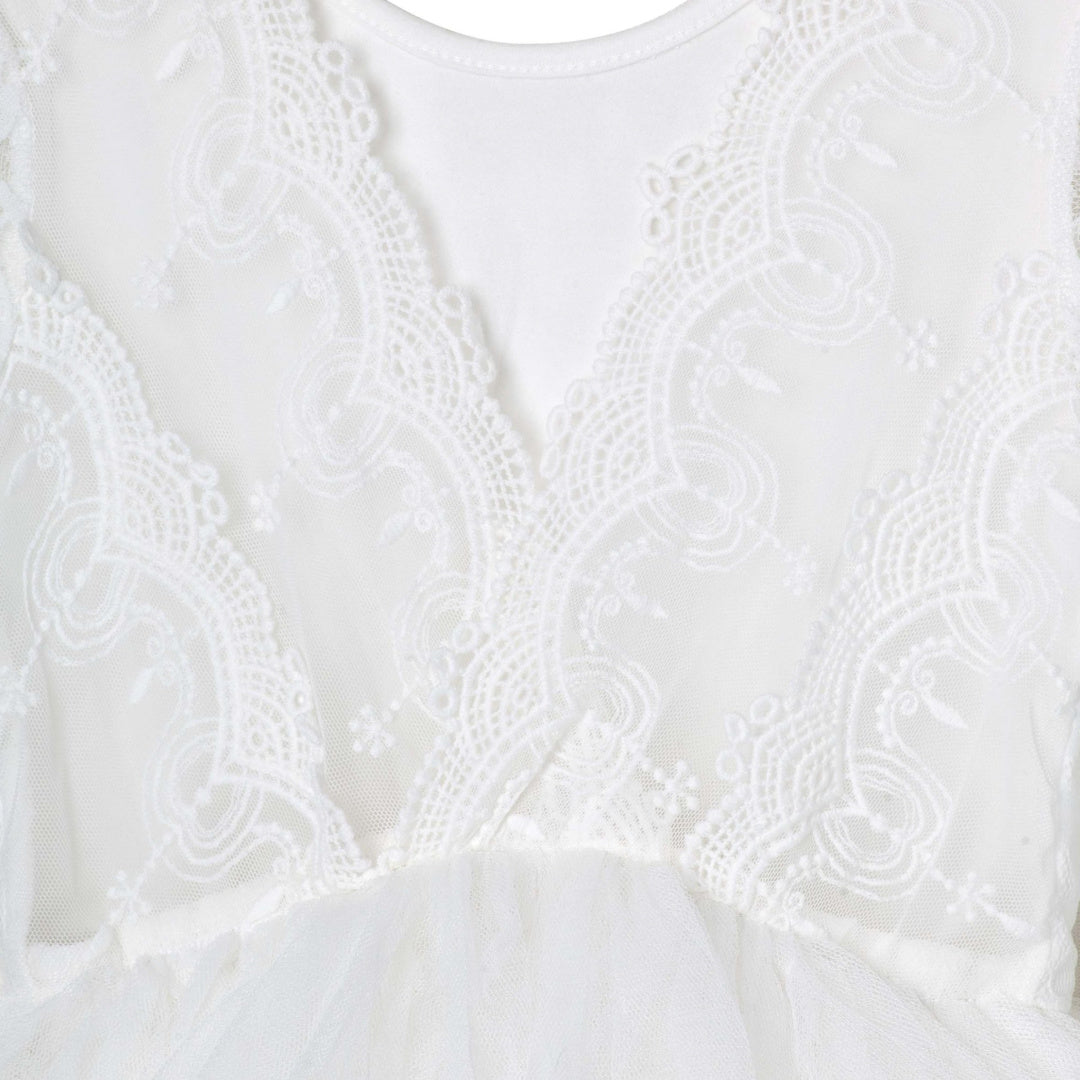 DESIGNER KIDZ SOPHIE L/S LACE BODICE TUTU DRESS - IVORY