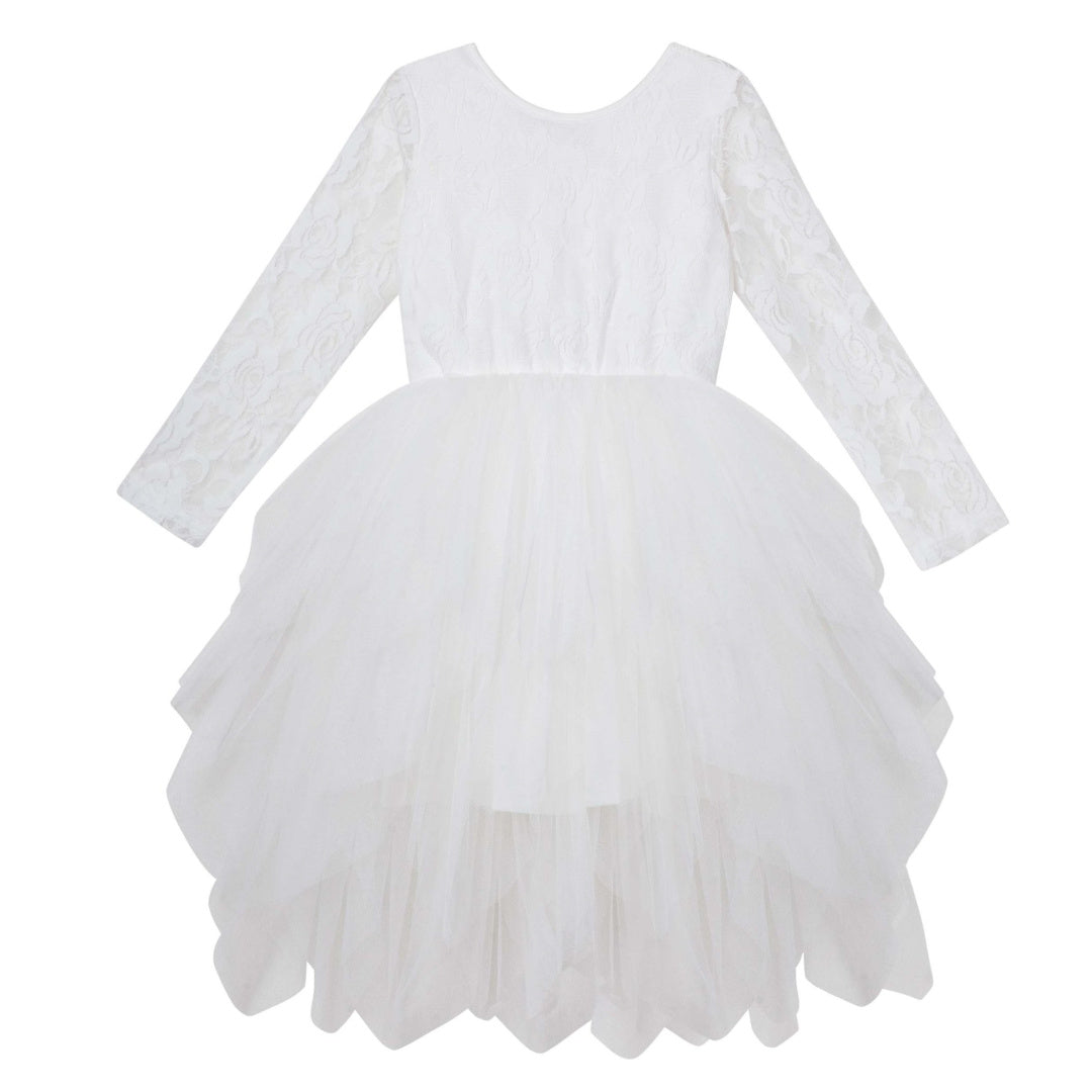 DESIGNER KIDZ SOPHIE L/S LACE BODICE TUTU DRESS - IVORY