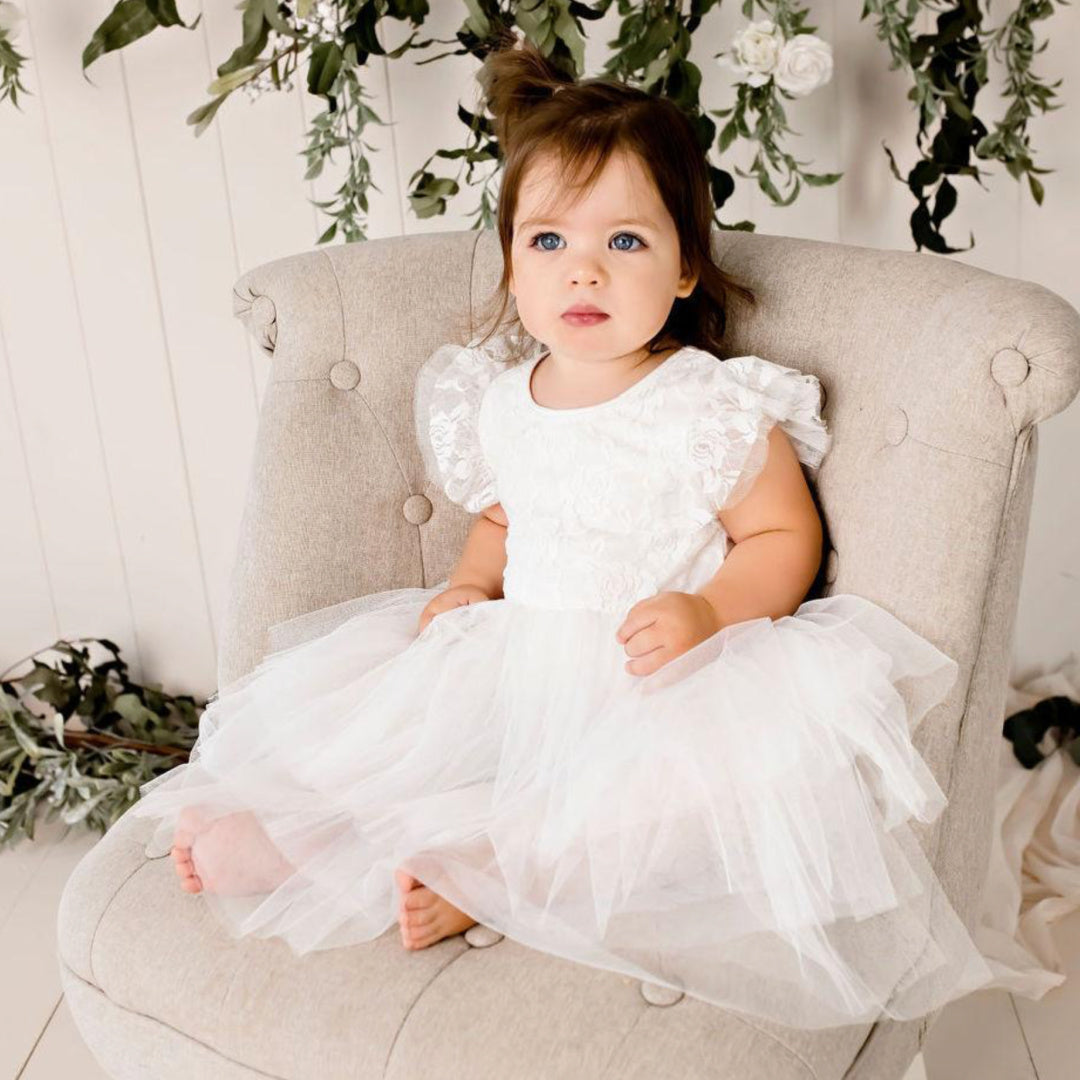 DESIGNER KIDZ MY FIRST LACE TUTU DRESS - IVORY