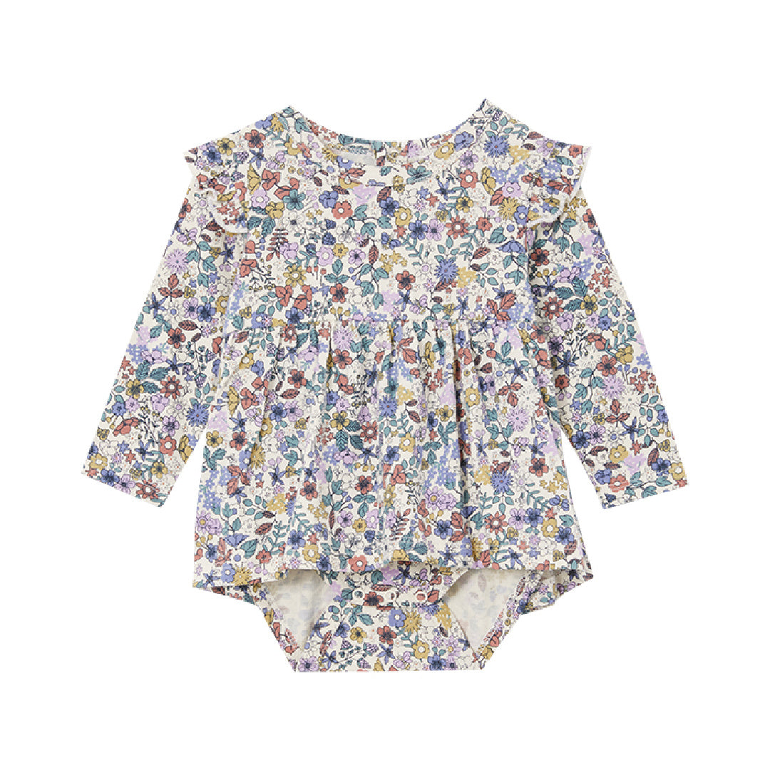 MILKY AUTUMN FLORAL FRILL BABY DRESS