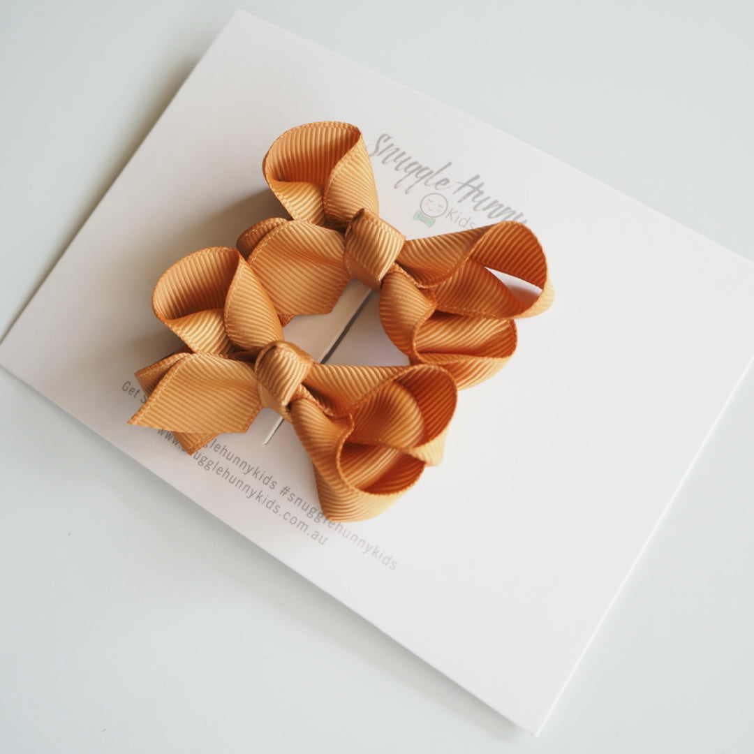 SNUGGLE HUNNY BOW CLIPS - SMALL PIGGY TAIL PAIR - MUSTARD