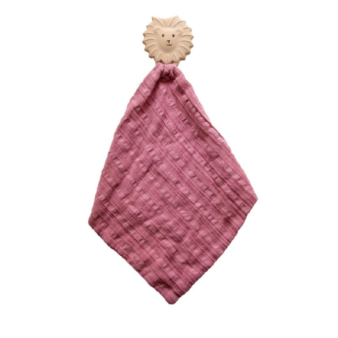 TIKIRI RUBBER TEETHER WITH MUSLIN COMFORTER - LION