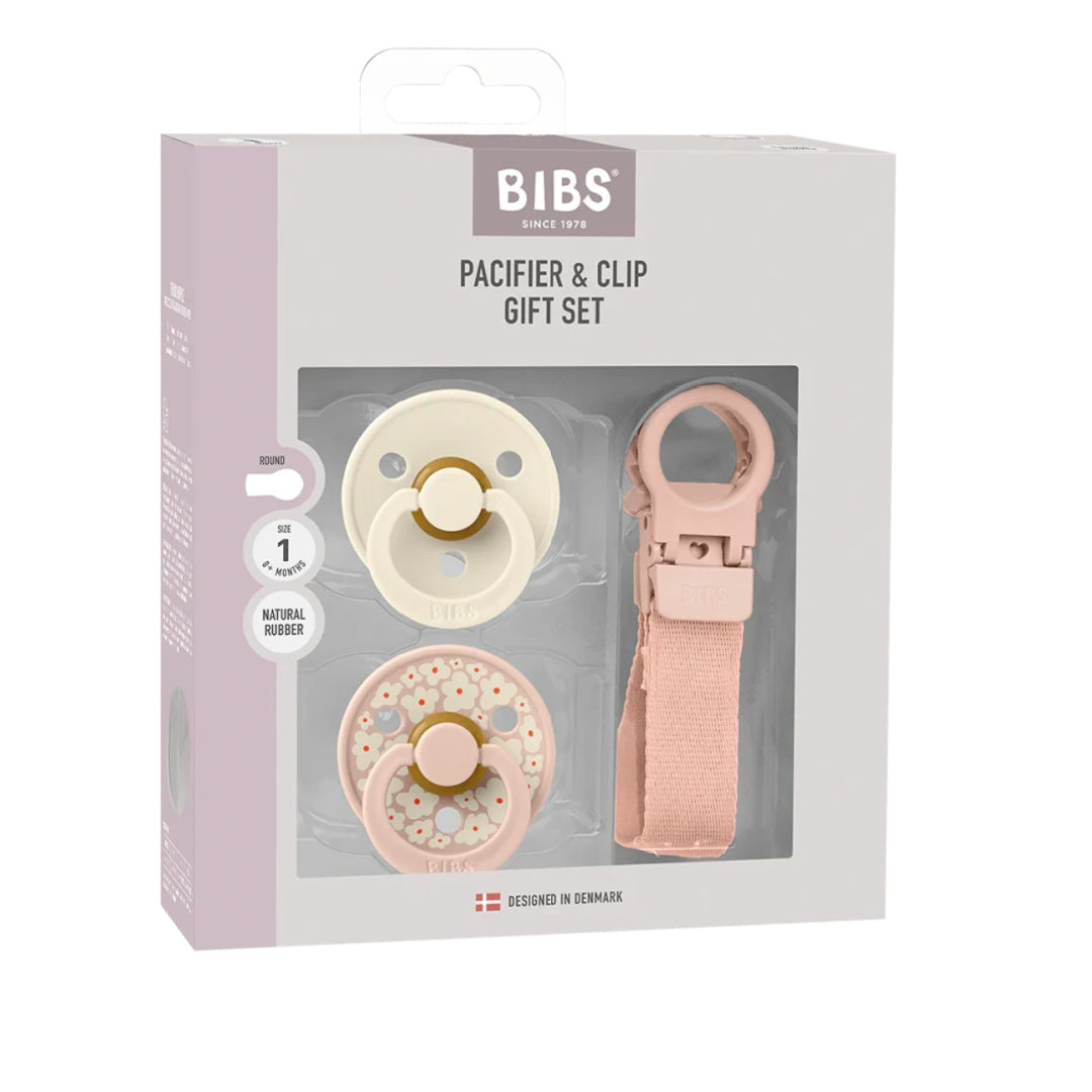 BIBS COLOUR DUMMY &amp; LOOP CLIP GIFT SET - BLUSH