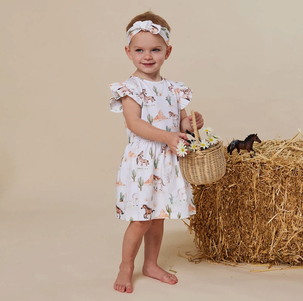 Snuggle Hunny Wild Horses Short Sleeve Organic Dress