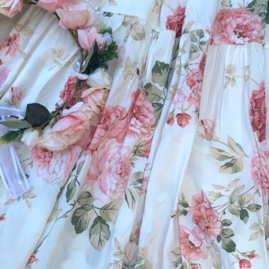 A LITTLE LACEY AVA GIRLS FLORAL MAXI DRESS