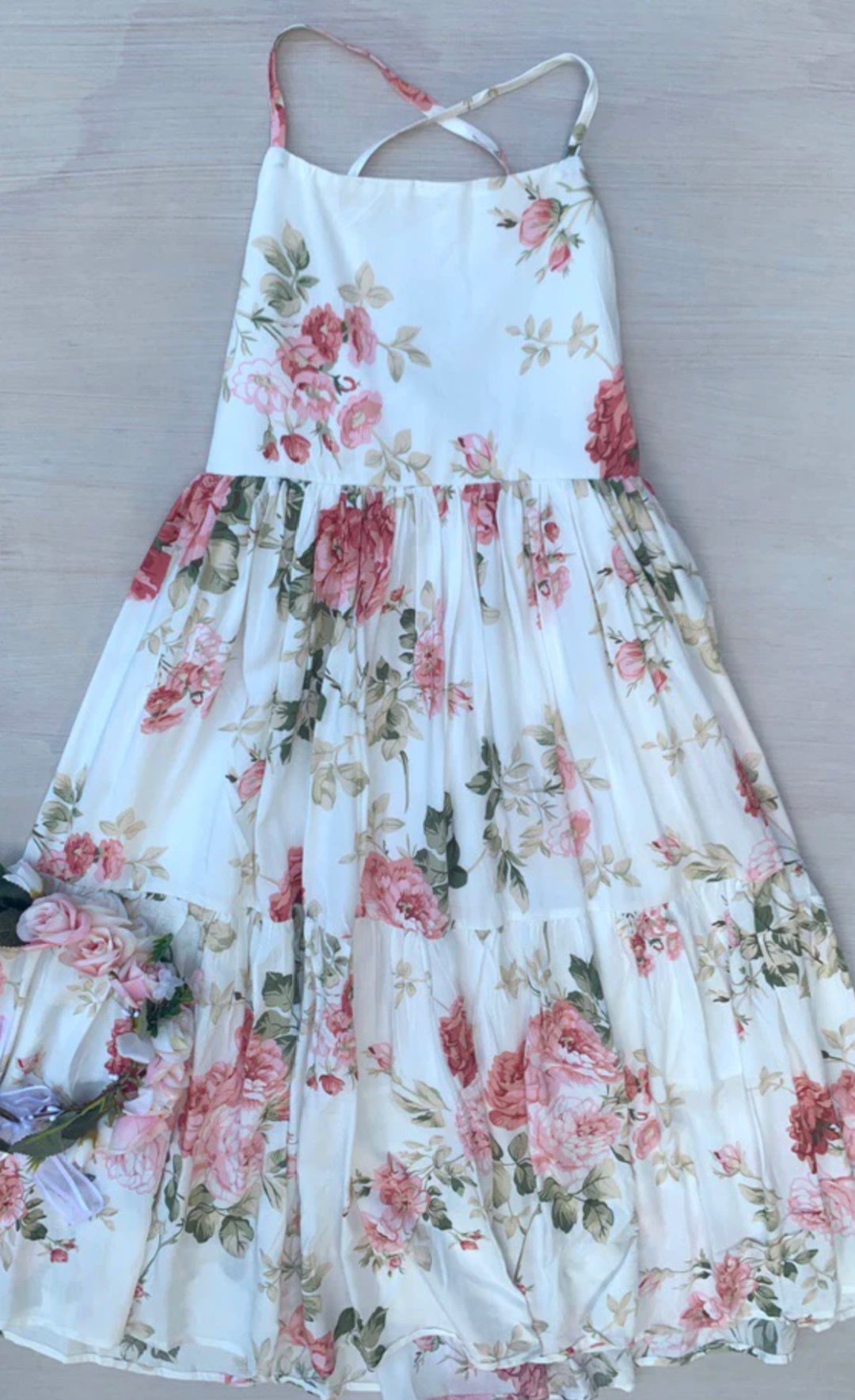 A LITTLE LACEY AVA GIRLS FLORAL MAXI DRESS