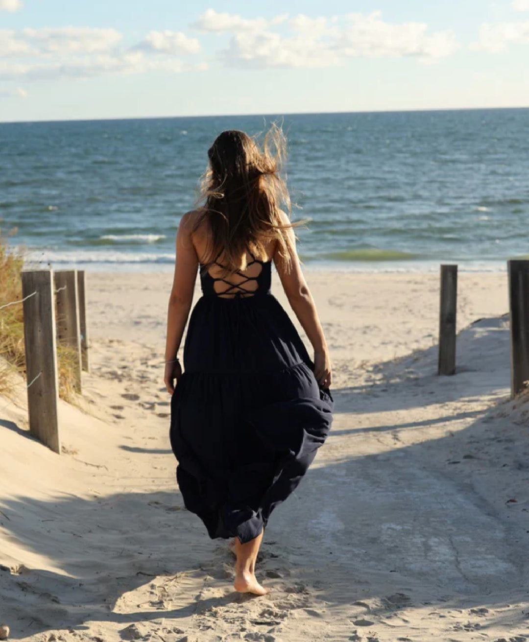 A LITTLE LACEY CLARA CHIFFON GIRLS MAXI DRESS - INDIGO BLUE