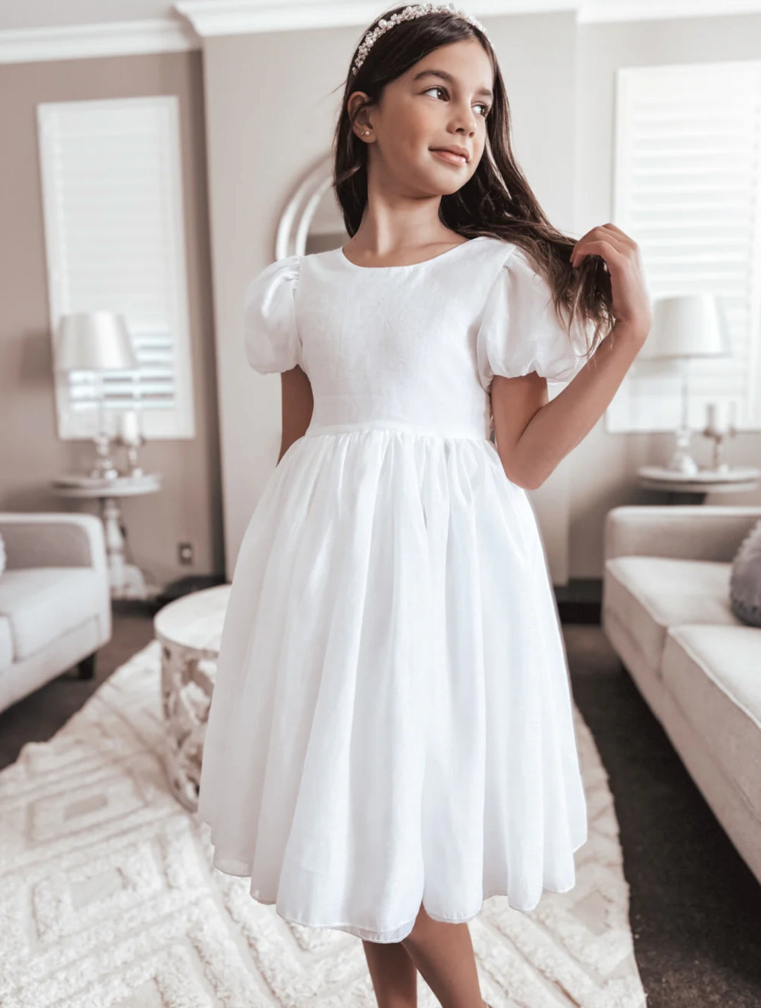 A LITTLE LACEY DELIA GIRLS WHITE DRESS