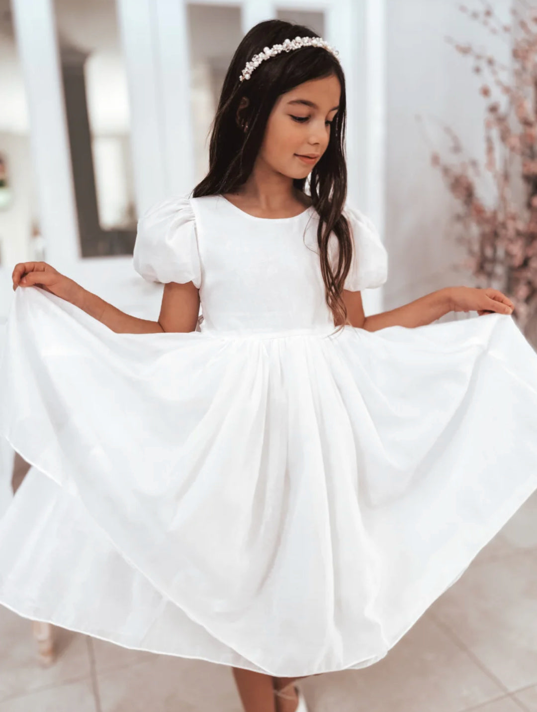 A LITTLE LACEY DELIA GIRLS WHITE DRESS