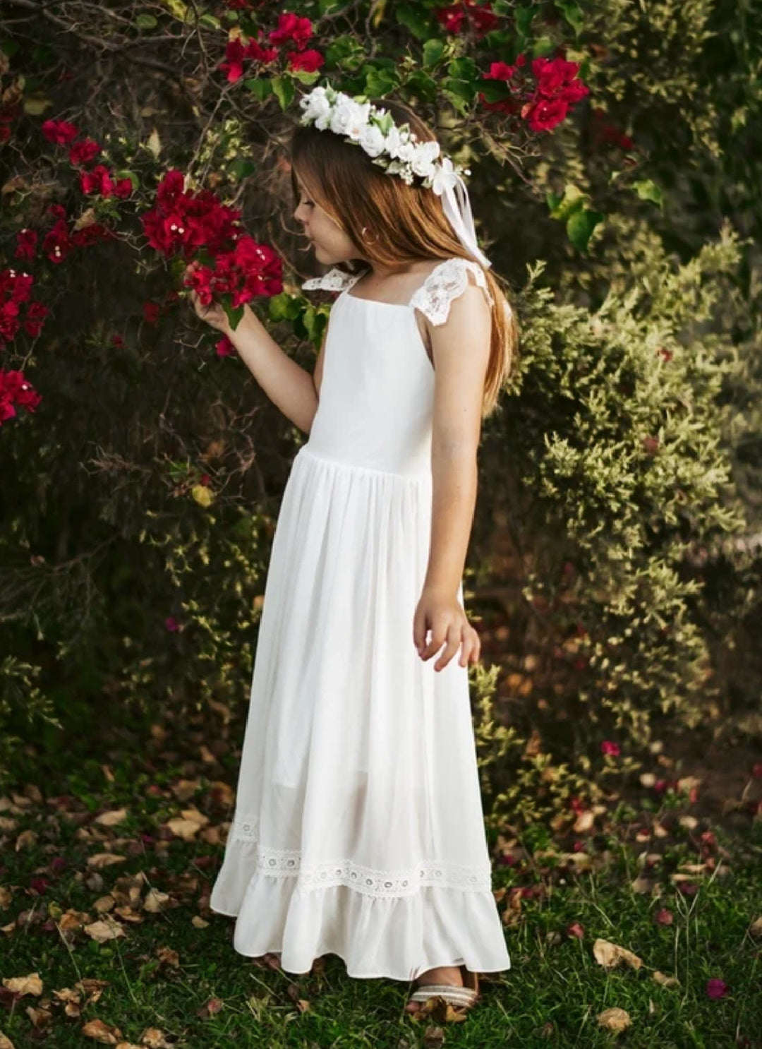 A LITTLE LACEY GABRIELLA FRENCH CHIFFON WHITE GIRLS DRESS
