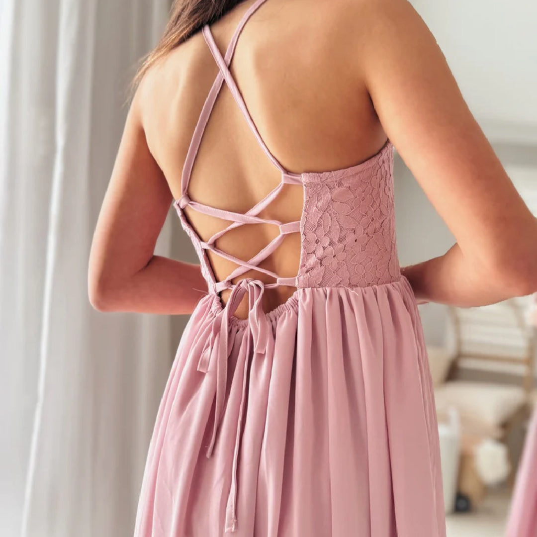 A LITTLE LACEY ISABELLE DUSTY PINK GIRLS DRESS