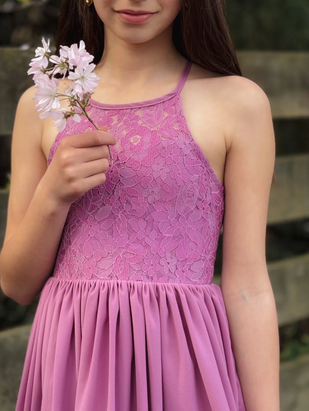 A LITTLE LACEY NORAH MAUVE GIRLS DRESS