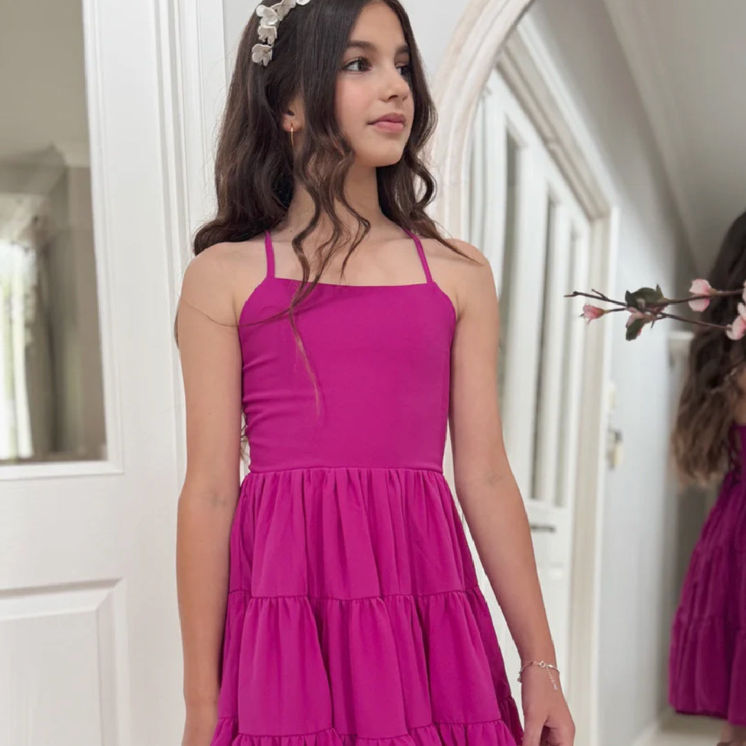 A LITTLE LACE PHOEBE CHIFFON GIRLS DRESS - ROSE PINK
