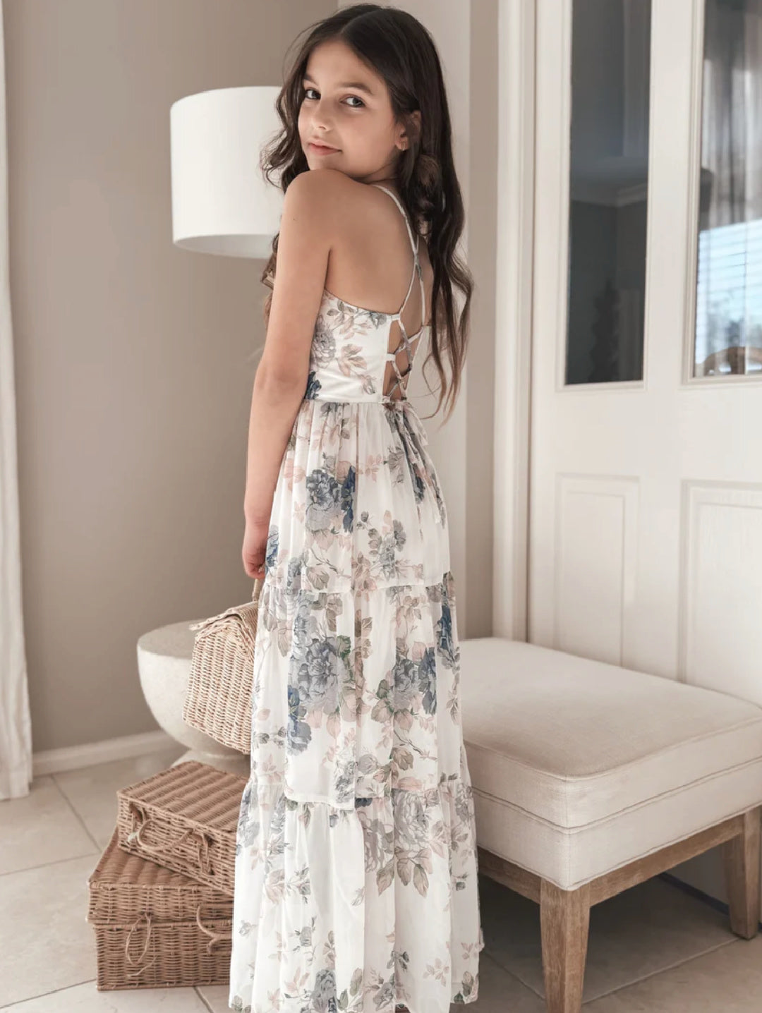 A LITTLE LACEY SAVANNAH GIRLS OCEAN BREEZE MAXI DRESS