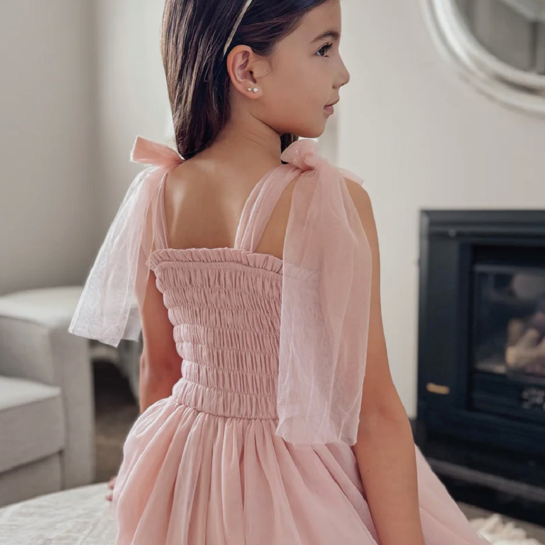 A LITTLE LACEY WILLOW DUSTY PINK GIRLS FULL LENGTH DRESS