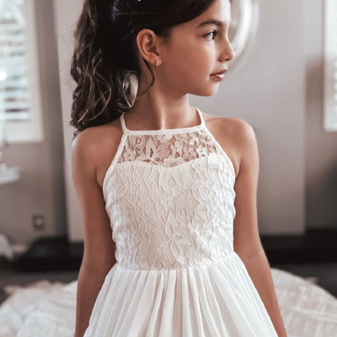 A LITTLE LACEY ISABELLE WHITE GIRLS DRESS