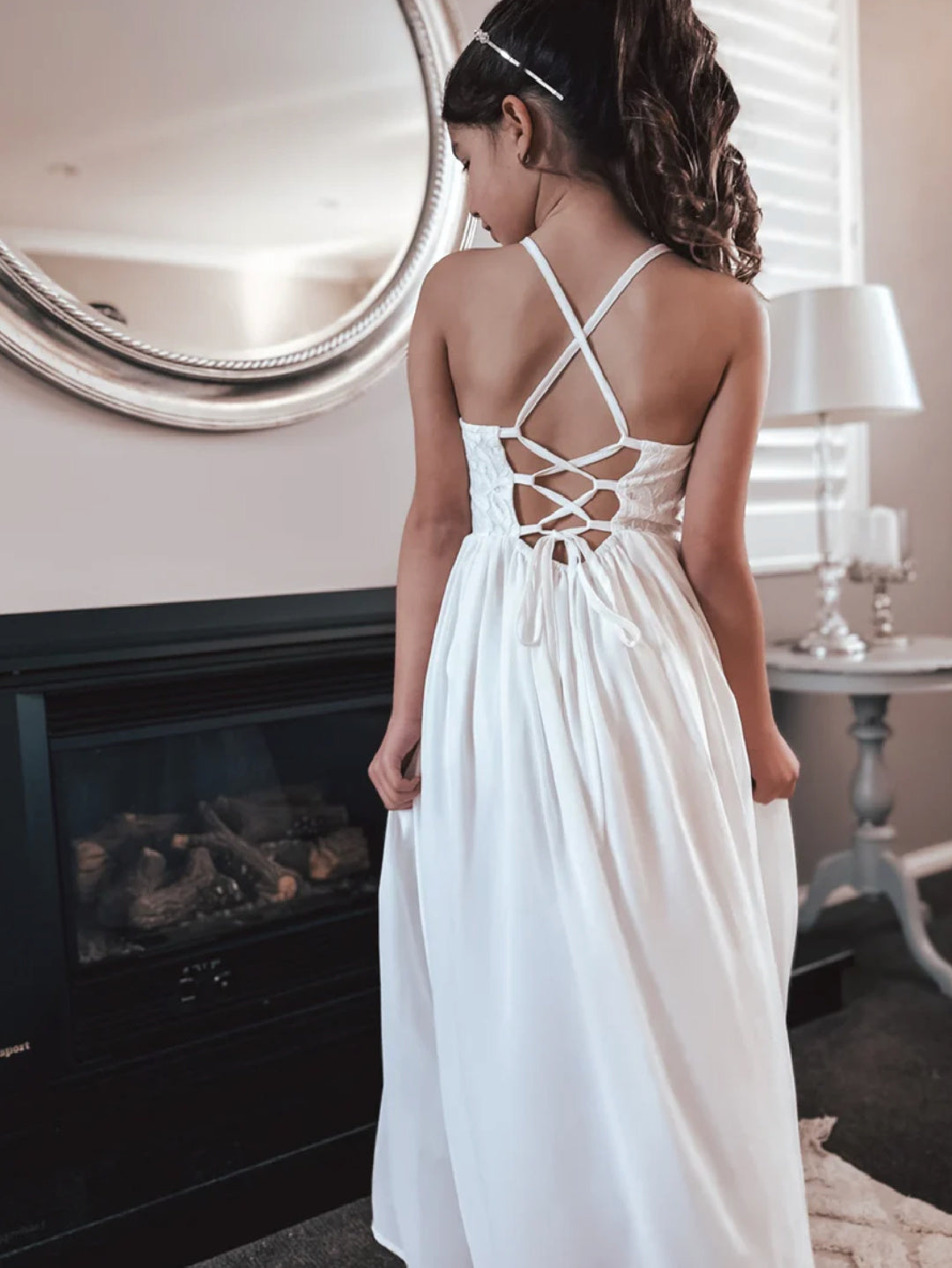 A LITTLE LACEY ISABELLE WHITE GIRLS DRESS