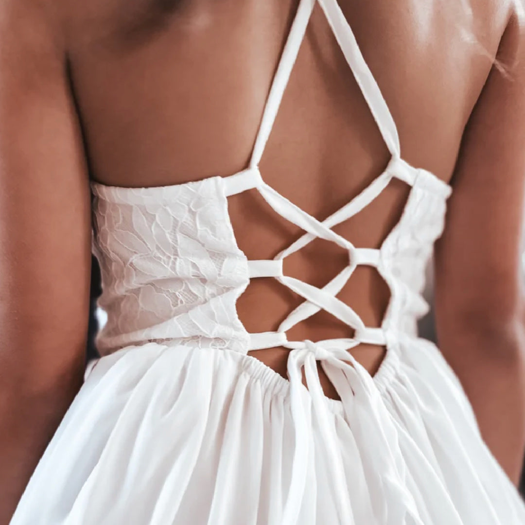 A LITTLE LACEY ISABELLE WHITE GIRLS DRESS