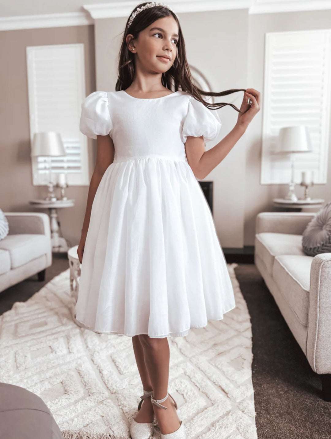 A LITTLE LACEY DELIA GIRLS WHITE DRESS