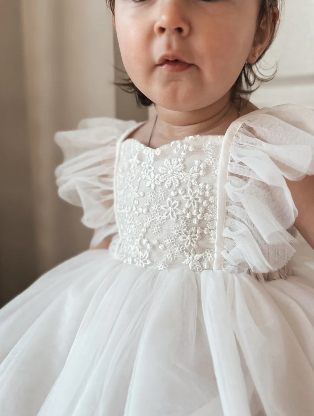 A LITTLE LACEY NOA GIRLS WHITE EMBROIDERED DRESS
