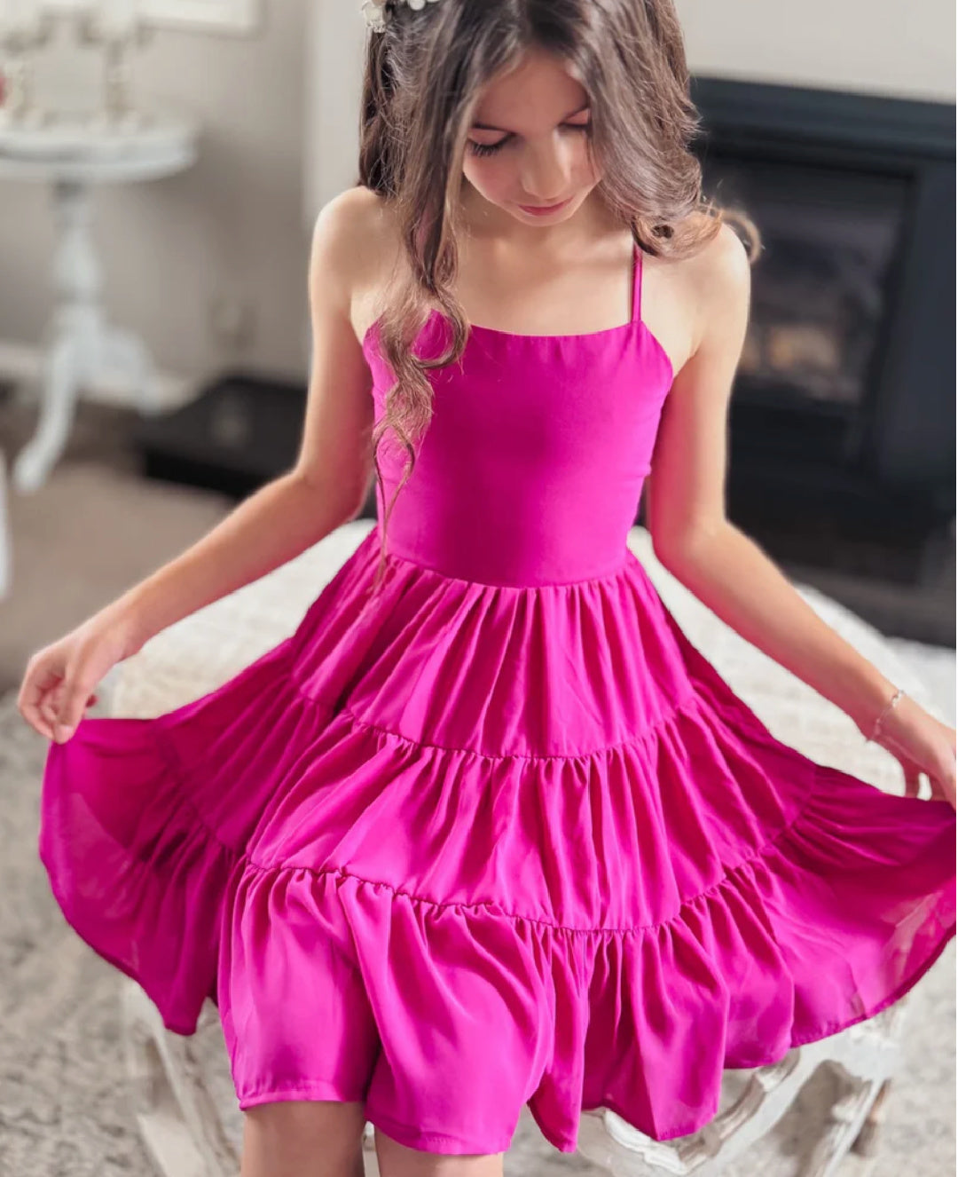 A LITTLE LACE PHOEBE CHIFFON GIRLS DRESS - ROSE PINK