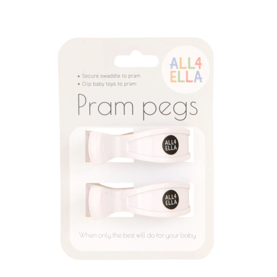 ALL 4 ELLA  PRAM PEGS 2PK - WHITE