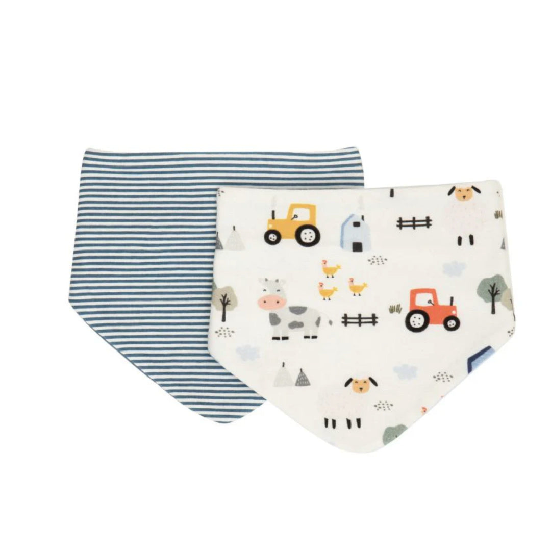 ALL 4 ELLA BANDANA BIBS 2PK - REVERSIBLE - BARNYARD