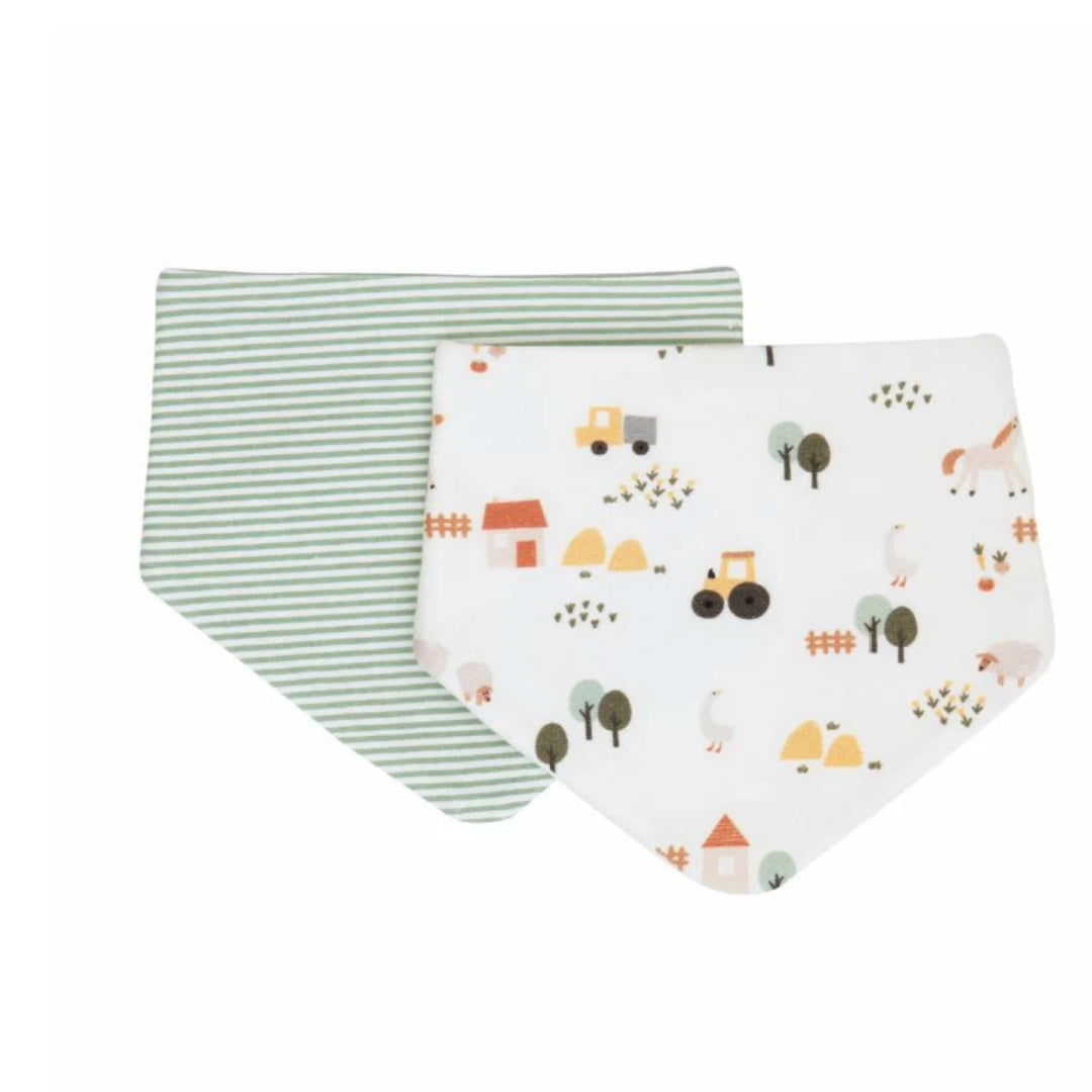 ALL 4 ELLA BANDANA BIBS 2PK - REVERSIBLE - COUNTRY FARM