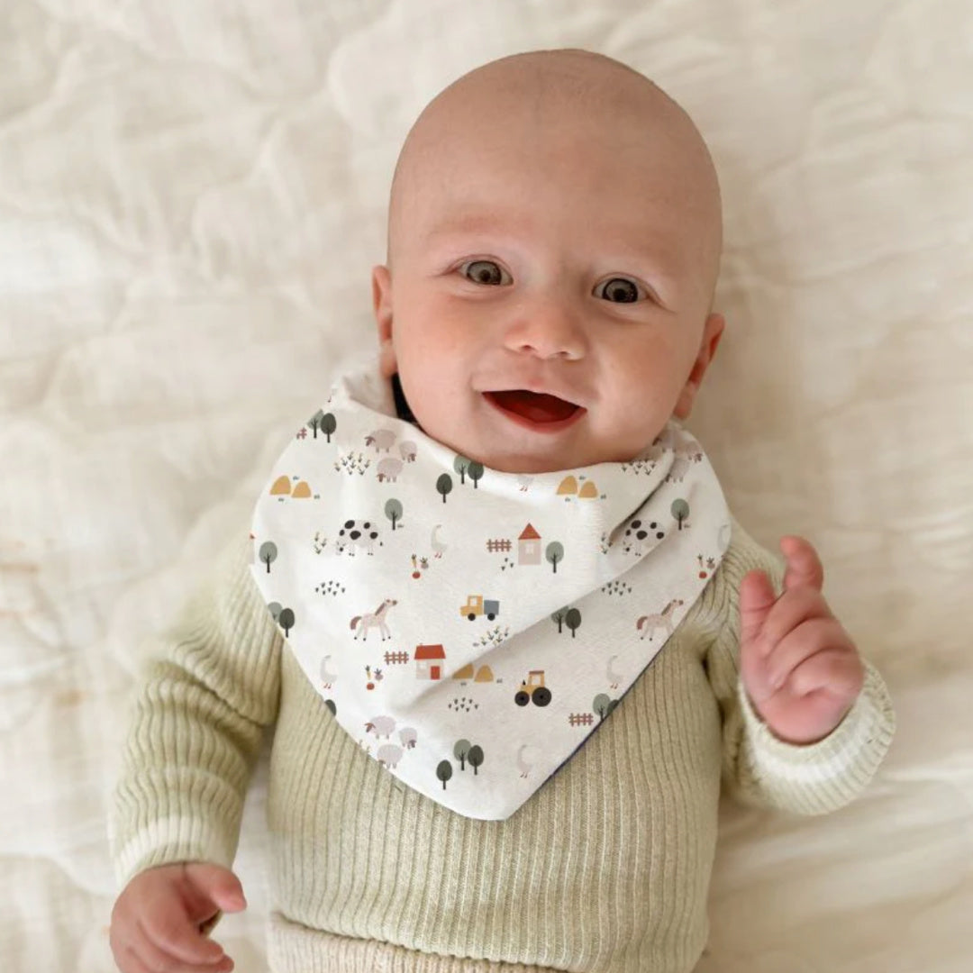 ALL 4 ELLA BANDANA BIBS 2PK - REVERSIBLE - COUNTRY FARM