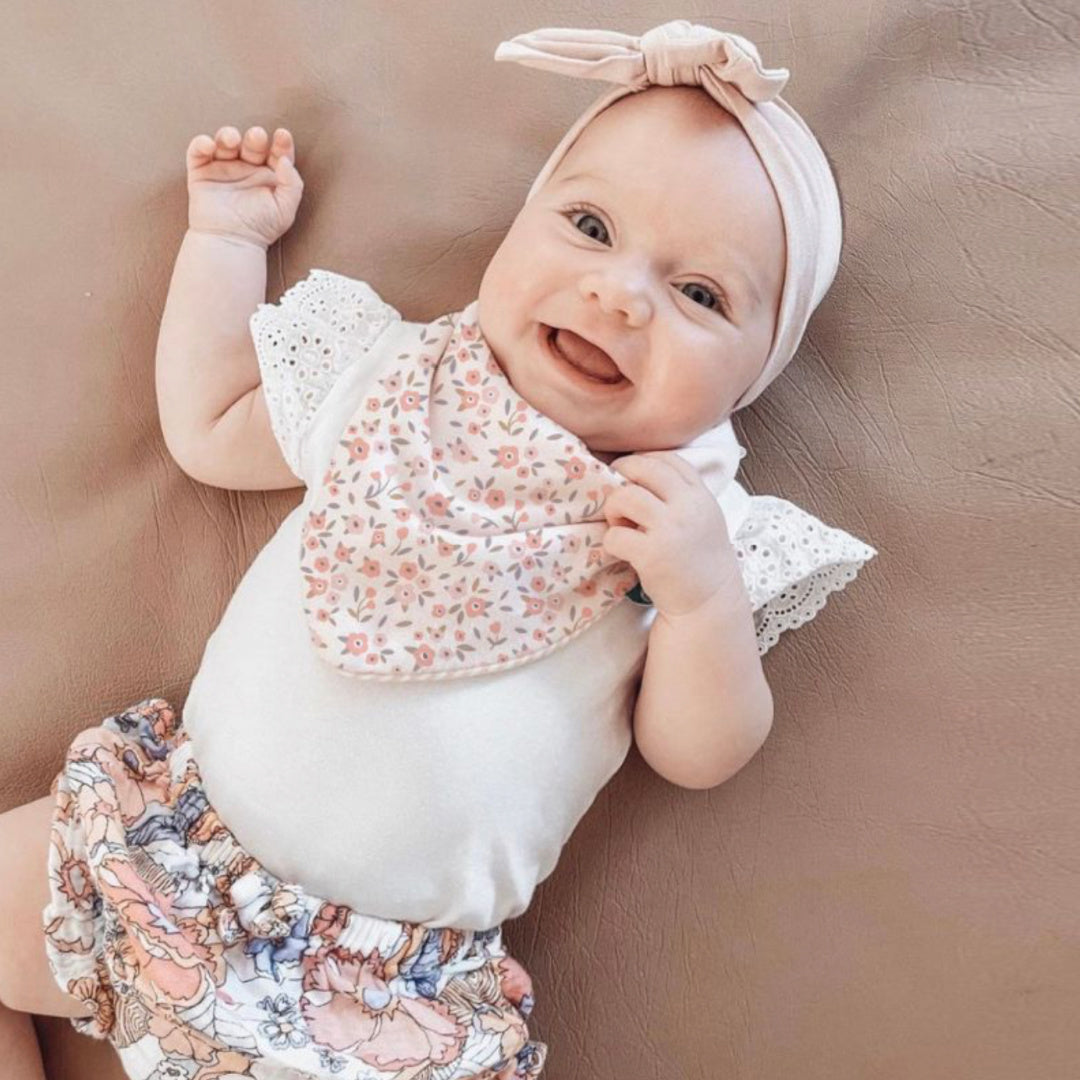 ALL 4 ELLA BANDANA BIBS 2PK - REVERSIBLE - FLORAL BOUQUET
