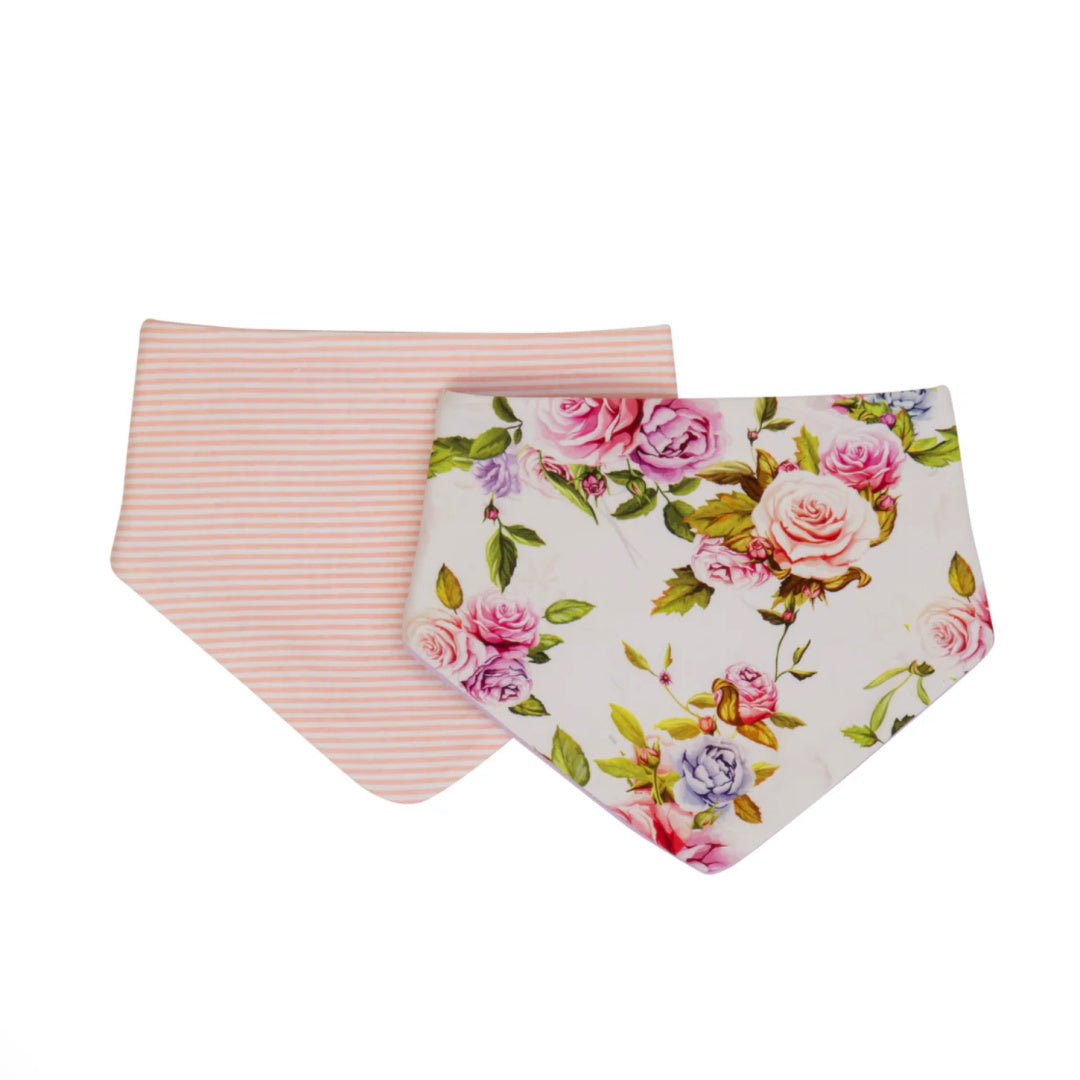ALL 4 ELLA BANDANA BIBS 2PK - REVERSIBLE - ROSE