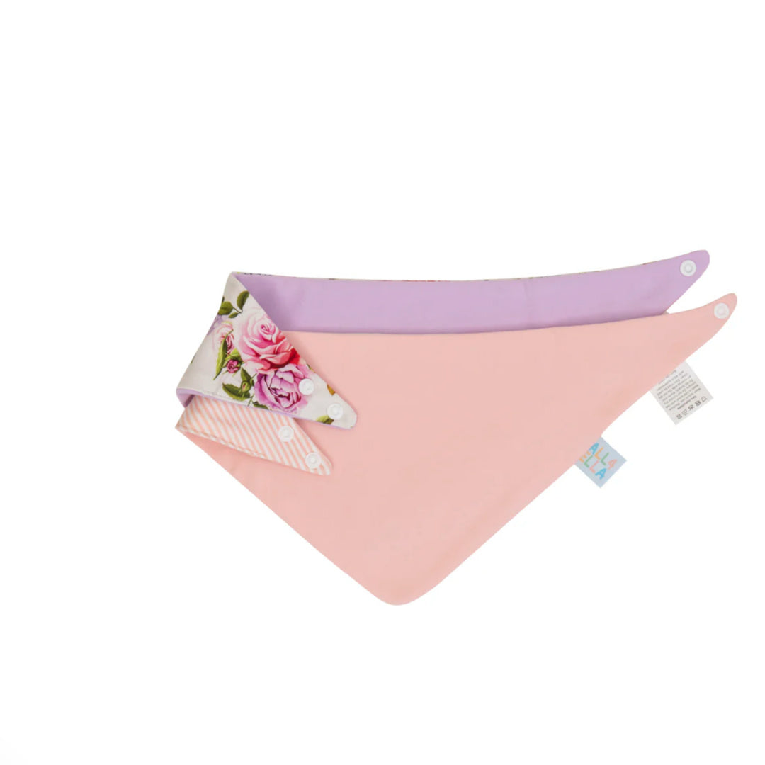ALL 4 ELLA BANDANA BIBS 2PK - REVERSIBLE - ROSE