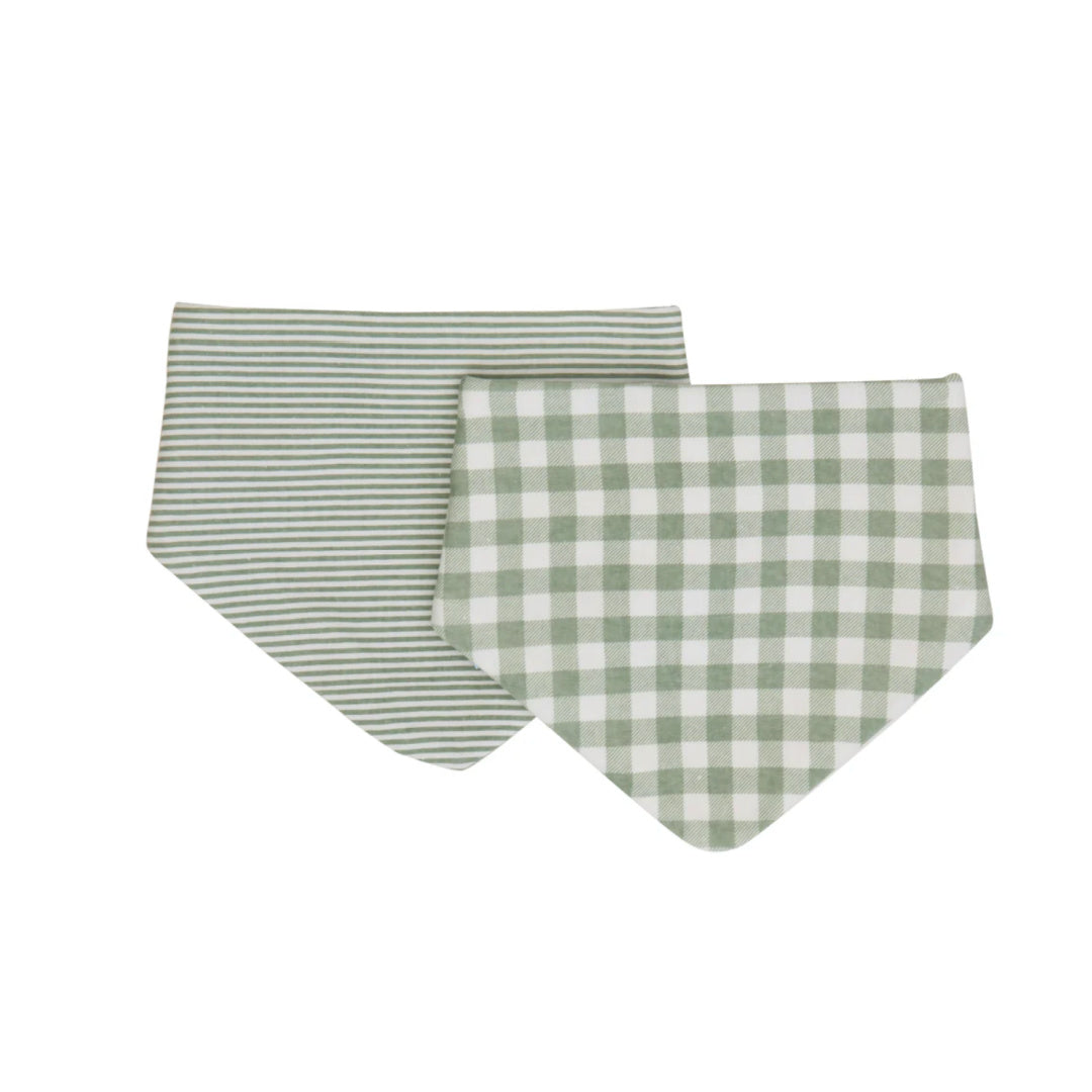ALL 4 ELLA BANDANA BIBS 2PK - REVERSIBLE - GINGHAM SAGE