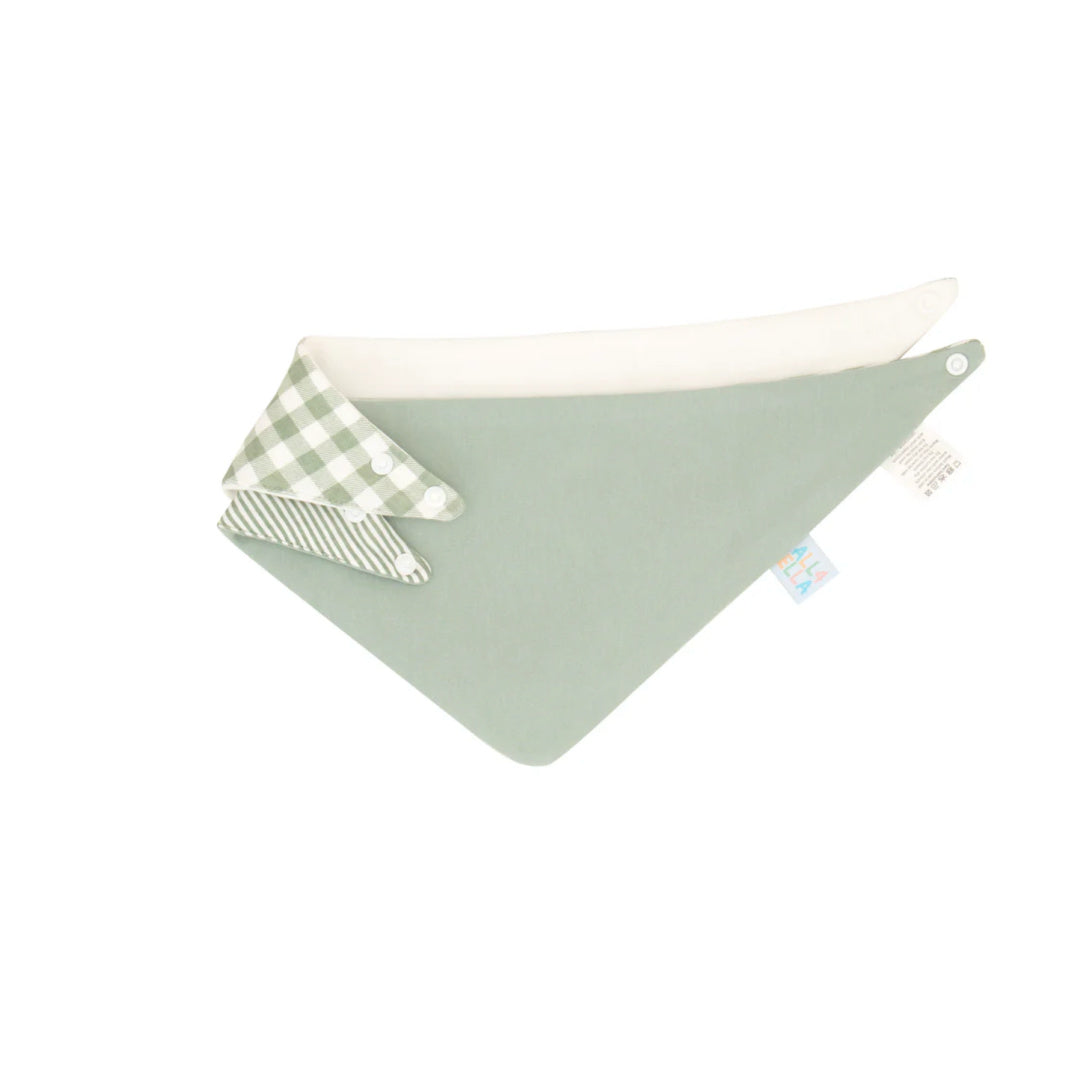 ALL 4 ELLA BANDANA BIBS 2PK - REVERSIBLE - GINGHAM SAGE