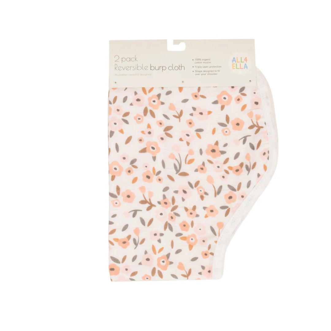 ALL 4 ELLA  BURP CLOTH 2 PACK - FLORAL BOUQUET