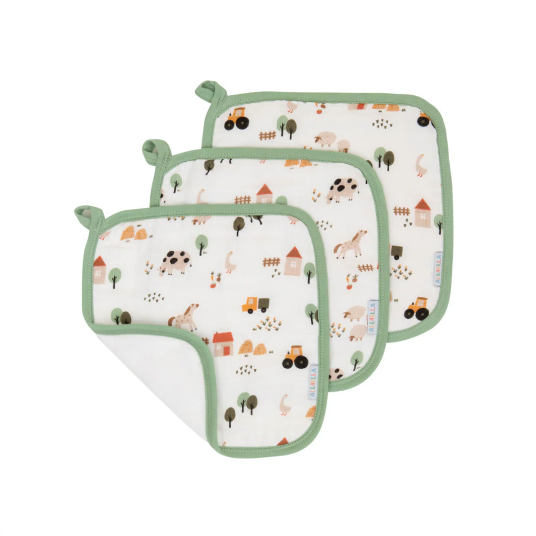 SNUGGLE HUNNY ORGANIC WASH CLOTH 3PK - COUNTRY FARM