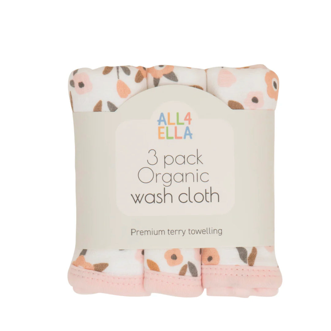SNUGGLE HUNNY ORGANIC WASH CLOTH 3PK - FLORAL BOUQUET