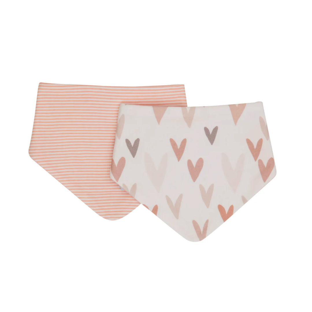 ALL 4 ELLA BANDANA BIBS 2PK - REVERSIBLE - HEARTS