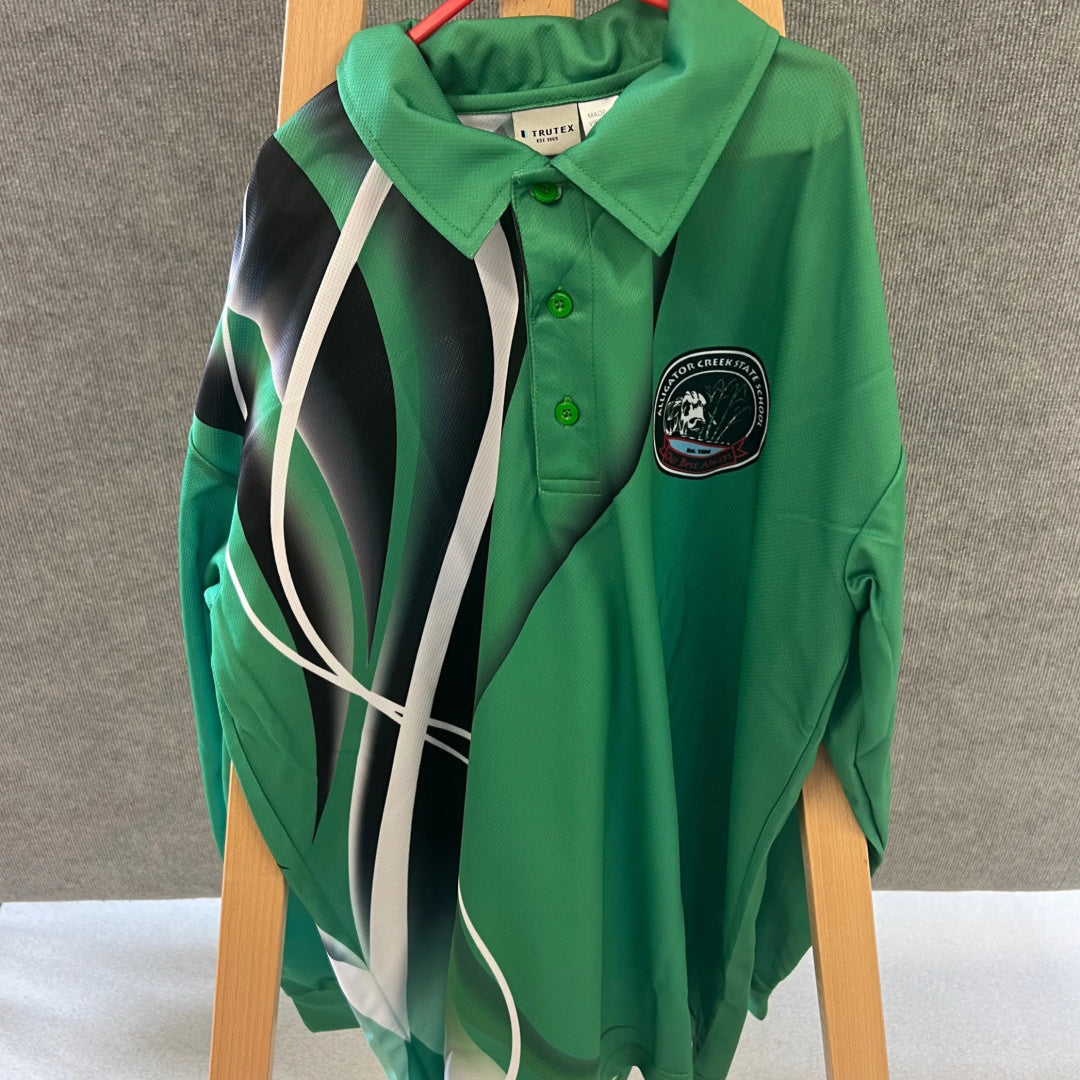 ALLIGATOR CREEK SPORTS POLO SHIRT WITH LOGO - LONG SLEEVE  [GREEN GATORS]