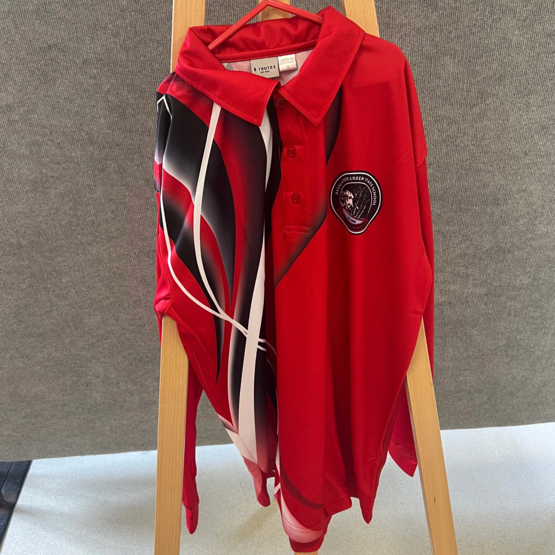 ALLIGATOR CREEK SPORTS POLO SHIRT WITH LOGO - LONG SLEEVE  [REDBACKS]