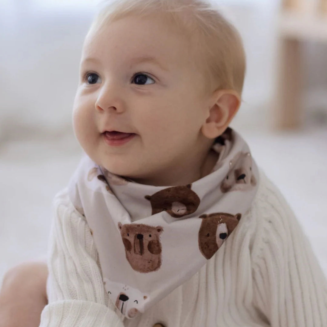 BAMBELLA DESIGNS BANDANA BIBS 2 PACK | BEAR IN THERE &amp; OAT
