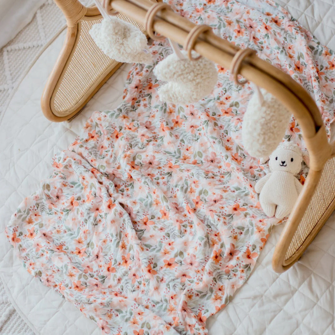 BAMBELLA DESIGNS BAMBOO COTTON MUSLIN SWADDLE WRAP - BLOOM