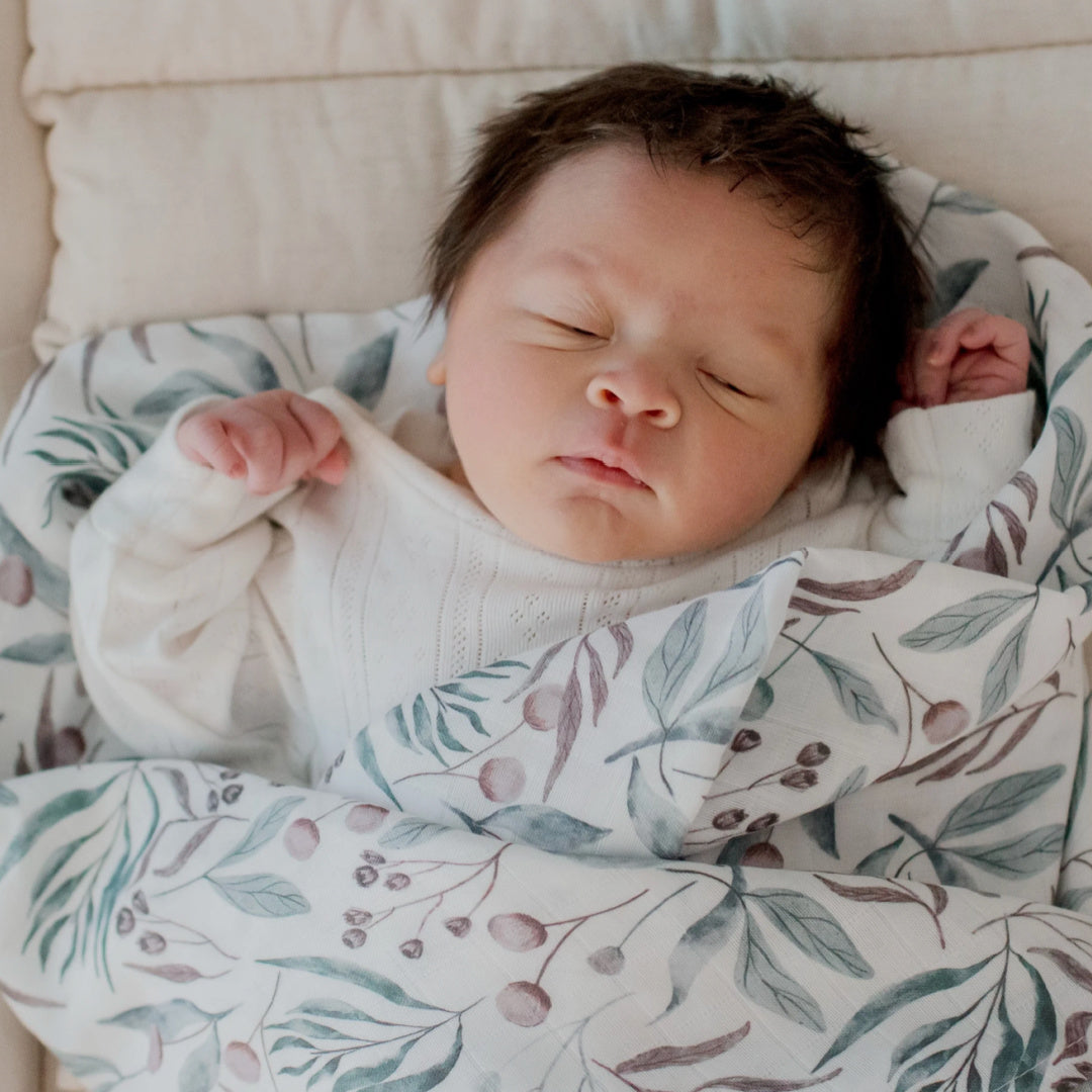 BAMBELLA DESIGNS BAMBOO COTTON MUSLIN SWADDLE WRAP - BOTANICAL