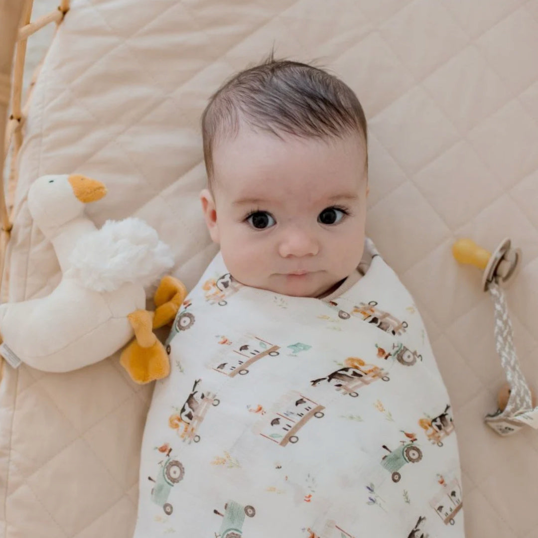 BAMBELLA DESIGNS BAMBOO COTTON MUSLIN SWADDLE WRAP - OAKWOOD FARM