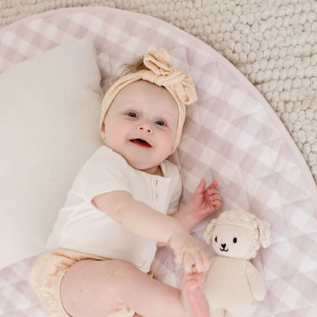 BAMBELLA DESIGNS *NEW* WATERPROOF PADDED PLAY MAT - BLUSH GINGHAM
