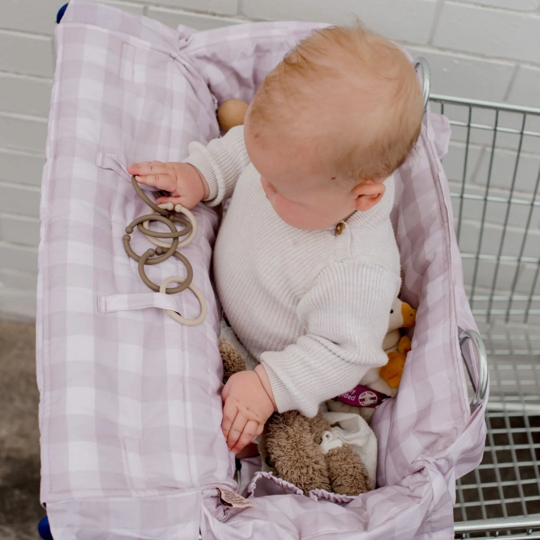BAMBELLA DESIGNS UNIVERSAL PADDED TROLLEY LINER - BLUSH GINGHAM