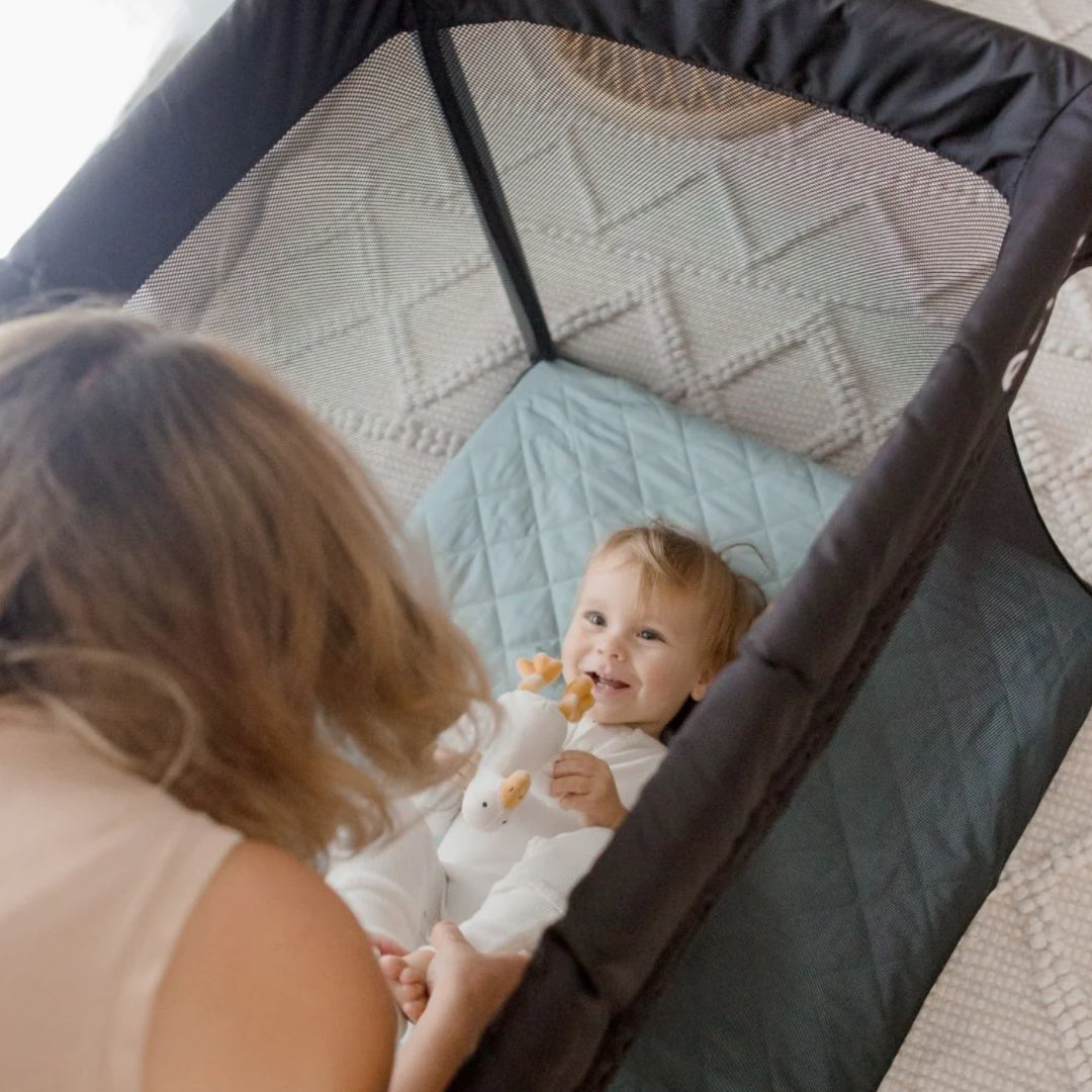 BAMBELLA DESIGNS WATERPROOF PORTACOT/TRAVEL COT FITTED SHEET - LAGOON