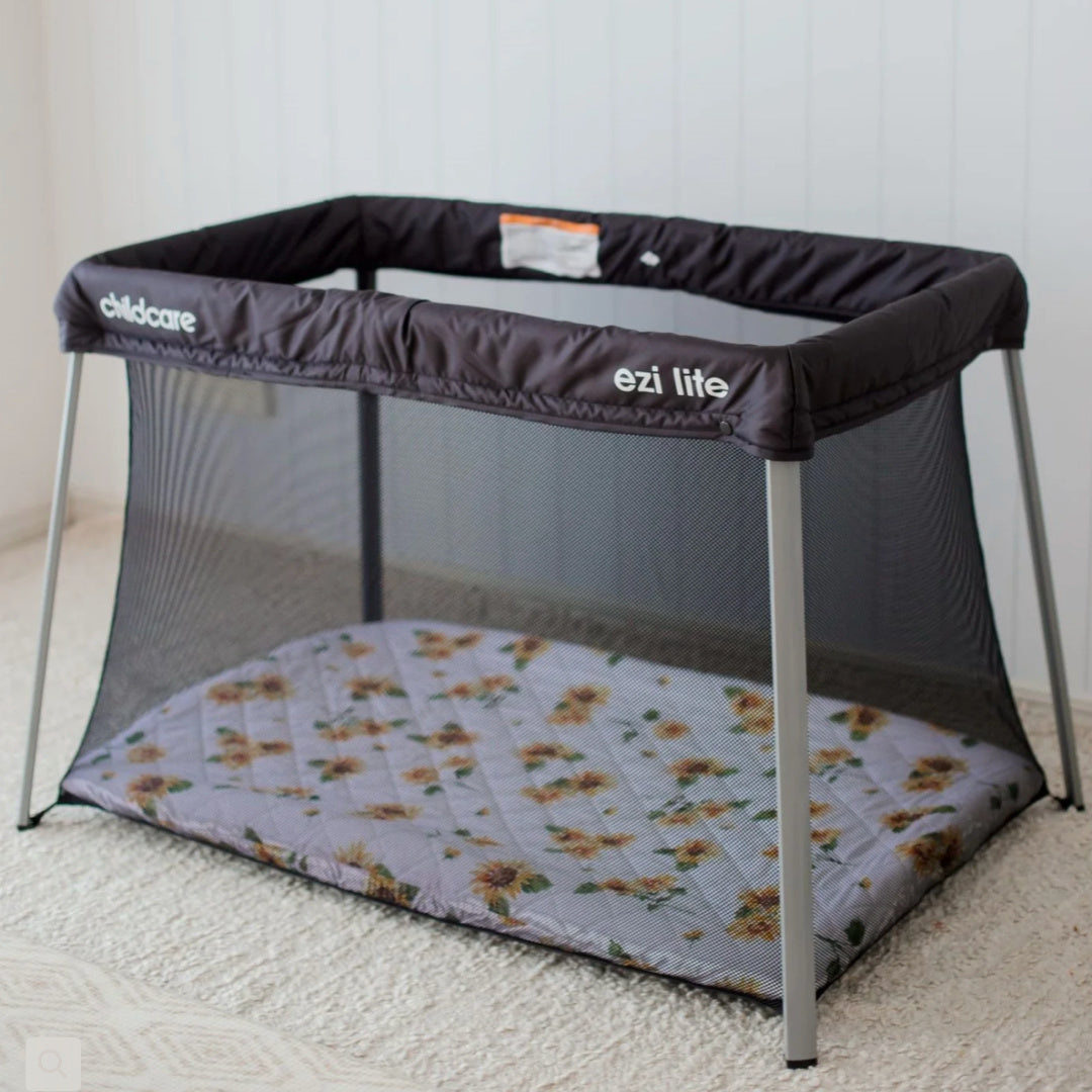 BAMBELLA DESIGNS WATERPROOF PORTACOT/TRAVEL COT FITTED SHEET - BLUSH GINGHAM