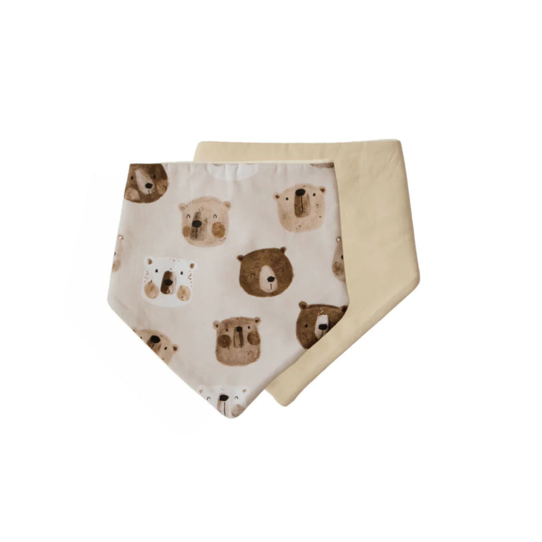 BAMBELLA DESIGNS BANDANA BIBS 2 PACK | BEAR IN THERE & OAT
